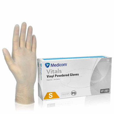 MEDICOM-VITALS VINYL - POWDER FREE GLOVES-CLEAR