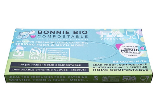 [BB-GLOVE-M-24] CLEANSTAR - MEDIUM SIZE COMPOSTABLE DISPOSABLE GLOVES – 100 GLOVES PER BOX (24 BOXES) 1200 PAIRS