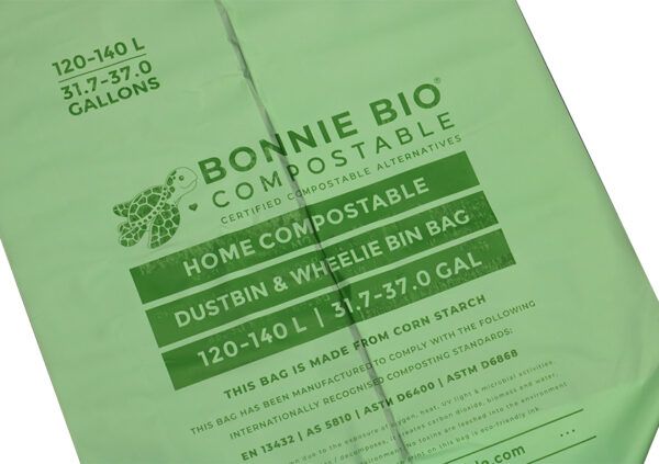 CLEANSTAR - BONNIE BIO 120-140L COMPOSTABLE GARBAGE &amp; WHEELIE BIN BAGS – ROLL OF 10