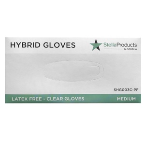 [SHG003C-PF] Hybrid Powder Free Gloves Clear (MEDIUM, clear)
