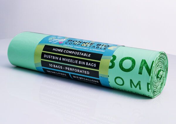 CLEANSTAR - BONNIE BIO 120-140L COMPOSTABLE GARBAGE &amp; WHEELIE BIN BAGS – ROLL OF 10