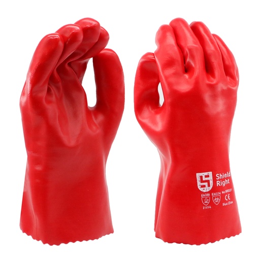[SR52] SHIELD RIGHT - SR52 RED PVC SINGLE DIP GLOVES